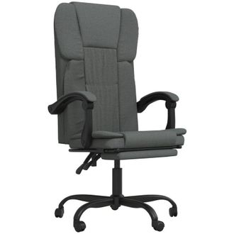 vidaXL Silla De Oficina Reclinable De Tela Gris Oscuro Vidaxl