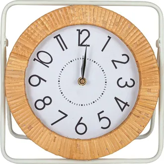Foreside Home And Garden Tabletop Clock White Metal MDF & Rattan at Nordstrom