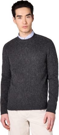 Brooks Brothers Mens Brushed Wool Crew Neck Sweater, Charcoal, XL
