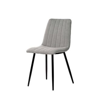 Koketto Home Silla de comedor acolchada gris claro con patas negras