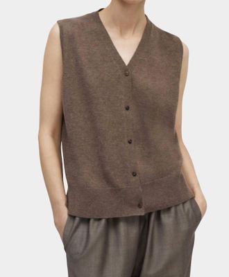 CORDERA Merino Wool Lace Waistcoat Vest In Taupe