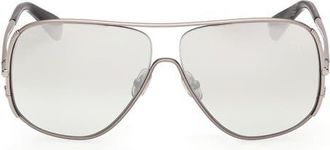 Max Mara 60mm Pilot Sunglasses in Ruthenium Black Horn /Smoke at Nordstrom