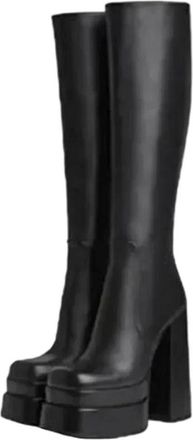 Generic Womens Knight Boots Square Heel Double Layered Water Platform Ultra High Heels Shoes