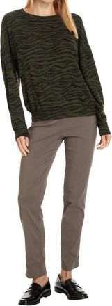 Elliott Lauren Control Stretch Pull-On Ankle Pants With Back Slit In Toast