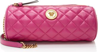 Versace Quilted Leather Medusa Barrel Shoulder Bag