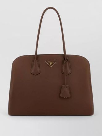 Prada leather shopping bag top handles design
