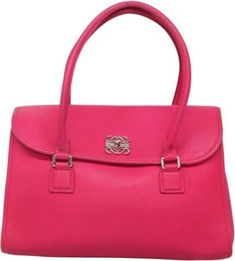 Loewe Pre-owned Handbags, female, Pink, Size: ONE SIZE Pre-owned Vintage Leather Top Handle Bag