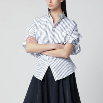 Balenciaga White striped shirt with turn-up sleeves