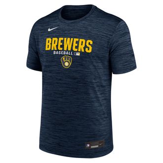 Nike Milwaukee Brewers Authentic Collection Nike Mens Dri-FIT MLB T-Shirt in Blue | 02ER44BMZB-RMG