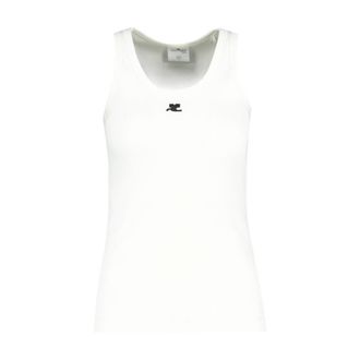 Courr&egrave;ges Ribbed Cotton Tank Top - White