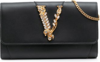Versace Leather Crystal Virtus Chain Crossbody