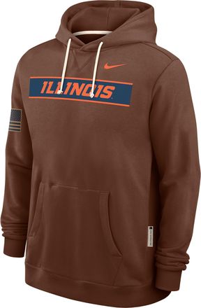 Nike Illinois 2026 Military Appreciation Nike Mens Dri-FIT College Pullover Hoodie in Brown | IV9862-255
