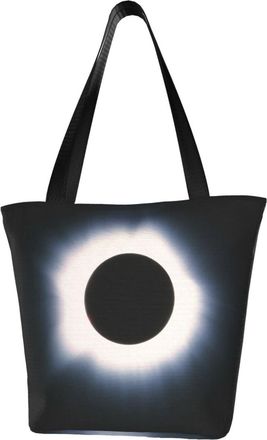 AOOEDM Total Solar Eclipse Reusable Grocery Bag Shopping Bag Casual Shoulder Bag Handbag for Men Women ECO Market Bag Beach Bag Travel Totes