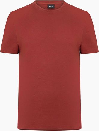 HUGO BOSS Mens Tiburt Bubble Structure Cotton Short Sleeve T-Shirt - Red - Size: 42