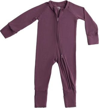 Kindred Bravely Zip Up Baby Pajamas in Burgundy Plum at Nordstrom, Size Newborn