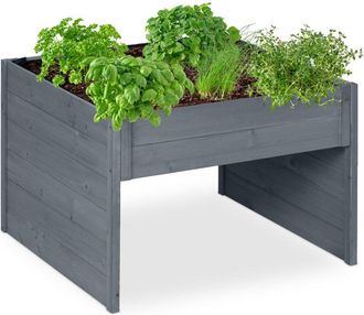 Relaxdays Garaje Para Robot Cortac&eacute;sped, Cubierta De Madera, 52,5 X 79 X 74 Cm, Maceta, Cobertizo Para Segadora, Gris - Relaxdays