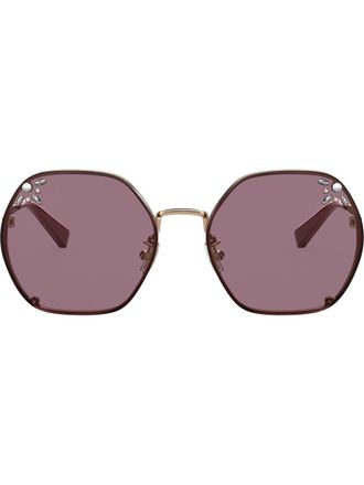 Coach rhinestone-embellished sunglasses - women - Metal - One Size - Pink