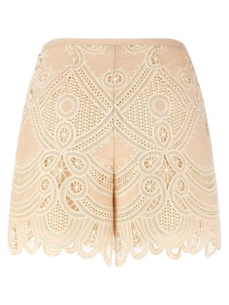 Elie Saab Macram&eacute; Embroidery Shorts - Cream