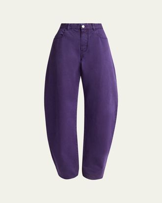 Alaia Tinted Denim Barrel-Leg Pants