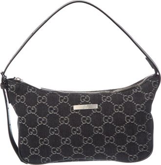 Gucci Lady Lunetta Small Gg Denim & Leather Shoulder Bag