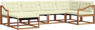 vidaXL Conjunto De Sof&aacute;s De Exterior 6 Uds. Natural Y Crema Vidaxl