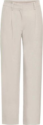 Ichi Straight Broeken - Dames - Straight fit broeken - Beige - L - Leer - Broeken
