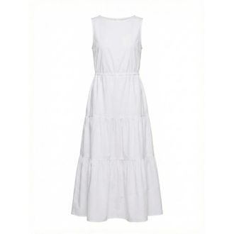 PESERICO Peserico, Midi Dresses, female, White, Size: XS Ruffled Sail-hand Cotton Dress