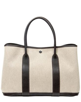 Herm&egrave;s Beige & Brown Toile H Canvas Garden Party Pm (Authentic Pre-Loved)