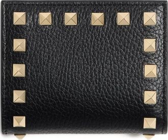 Valentino Garavani Rockstud Grainy Leather Flap Wallet Accessories