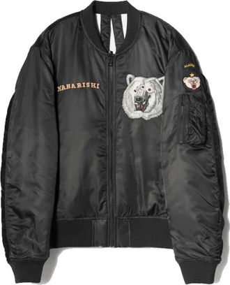 maharishi The Alaskan Tour Embroidered Velvet Jacket - Heren - Bomber jackets - Zwart - S - Katoen - Jassen