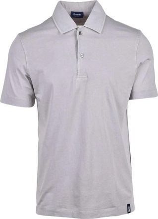 Drumohr Light Grey Knitted Cotton Polo