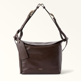 Furla Ginevra Borsa A Spalla S Espresso Marrone Pelle Di Vitello Varrenne Donna