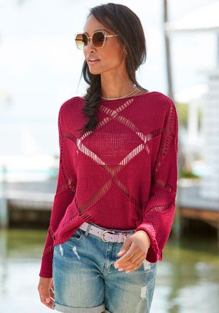 Lascana Womens Oversized Open Knit Sweater