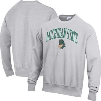 Champion Mens Champion Gray Michigan State Spartans Distressed Arch Over Logo Reverse Weave Crew Neck Sweatshirt at Nordstrom, Size Large