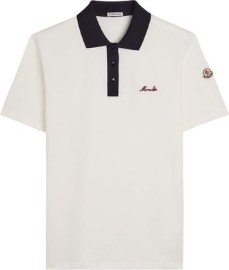Moncler Logo-embroidered Piqu&eacute; Cotton Polo Shirt - White - Xxl