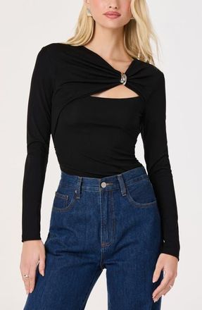 ASTR the Label Shanetta Offset Cutout Knit Top in Black at Nordstrom, Size X-Small