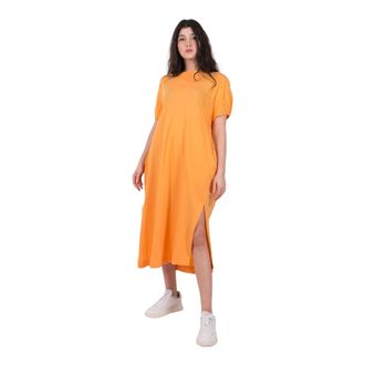 Roberto Collina Stijlvolle Midi Jurk voor Moderne Vrouwen - Dames - Casual kleedjes - Oranje - S - Kleedjes