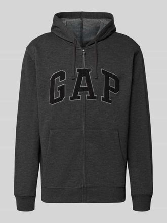 GAP Sweatjacke mit Logo und K&auml;nguru-Tasche in Dunkelgrau, Gr&ouml;&szlig;e XXL