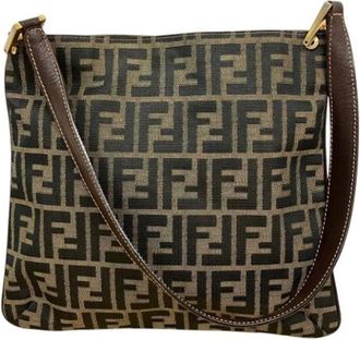 Fendi Pre-owned Zucca Schoudertas - Dames - Vintage Schoudertas - Bruin - ONE Size - Leer - Vintage