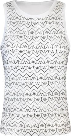 Patrizia Pepe Monogram Strass Top - Dames - Tops zonder mouwen - Wit - S - Tops