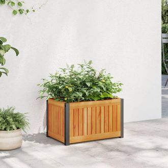 vidaXL Vidaxl - Jardinera De Madera Maciza De Acacia Y Acero 45x30x27,5 Cm