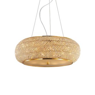 Netlighting Pasha 10 Light Ceiling Pendant Gold with Crystals E14