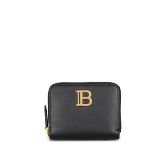 Balmain Wallets & Cardholders, female, Black, Size: ONE SIZE B-Buzz leather purse