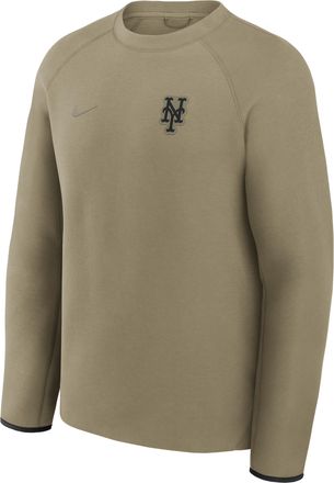 Nike New York Mets Tech Fleece Nike Mens MLB Pullover Crew in Brown | 05L60IDHNME-GML