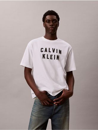Calvin Klein Jeans Calvin Klein Mens Contrast Logo Graphic Relaxed T-Shirt - Open White - 2XL