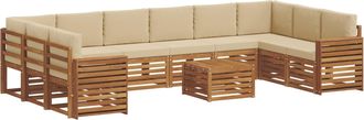 vidaXL Conjunto De Sof&aacute;s De Exterior 11 Uds. Natural Y Beige Vidaxl