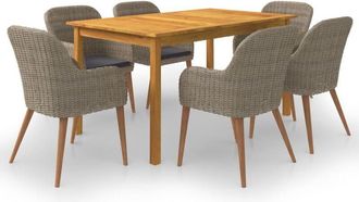 vidaXL Juego De Comedor Para Jard&iacute;n 7 Piezas Marr&oacute;n Vidaxl