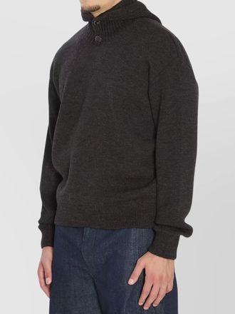 Christophe Lemaire hooded knit sweater featuring button detail