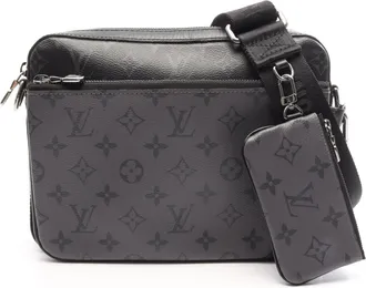 Louis Vuitton Black Gray Coated Canvas Leather Handbag Shoulder Bag (Pre-Owned)