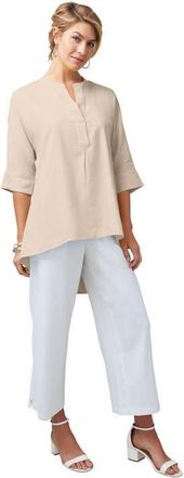 Jessica London Hi Low Linen Tunic in Oatmeal at Nordstrom, Size 18